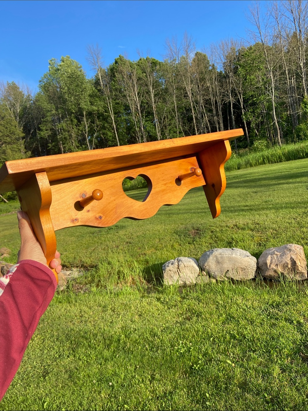 Pine Shelf with Heart Cut Out